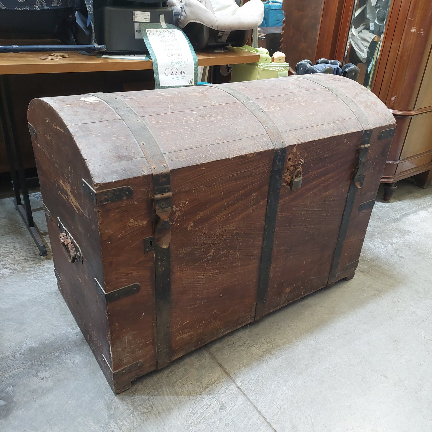 Baule Legno E Ferro Antico Cm107x58x77,5h