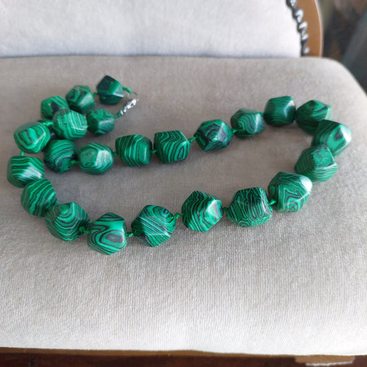 Collana Pietre Dure Malachite Verde Vintage
