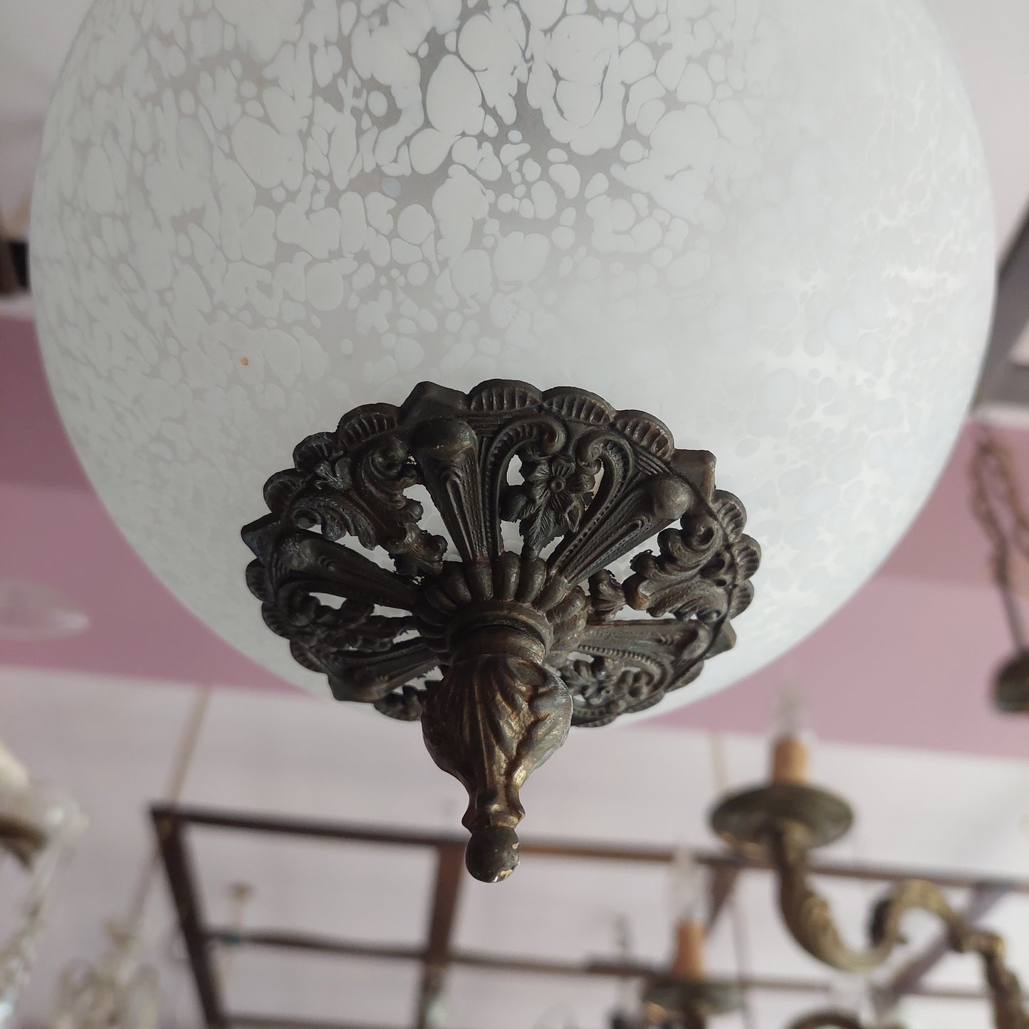 Lampadario Ottone/sfera Vetro 1/l
