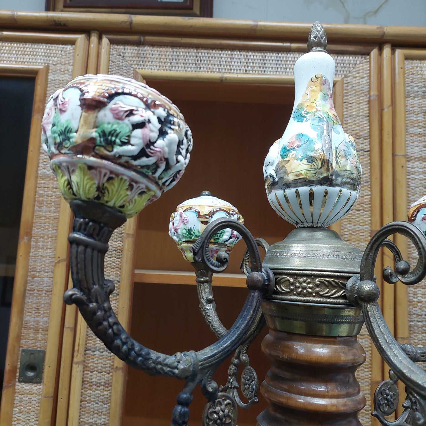 Piantana Appendiabiti Legno Porcellana Capodimonte