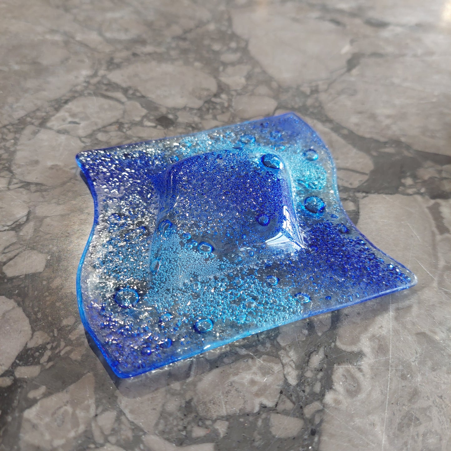 Piattino Vetro Di Murano Blu Cm9x9