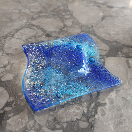 Piattino Vetro Di Murano Blu Cm9x9