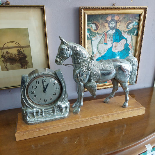 Orologio Da Tavola Cavallo Metalcraft Vintage