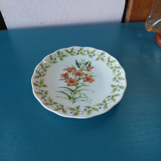 Piattino Porcellana Henriette Decoro Fiori D10cm