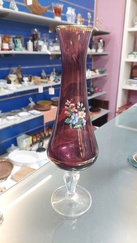 Vasetto Calice Vetro Dipinto H25