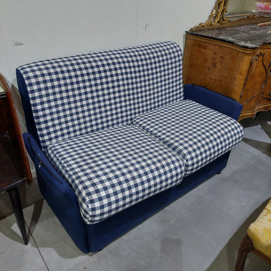 Divanetto* Tessuto Quadretti Blu Cm120x80x82h