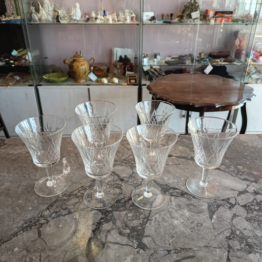 Set/6 Calici Cristallo Molato Anni 50