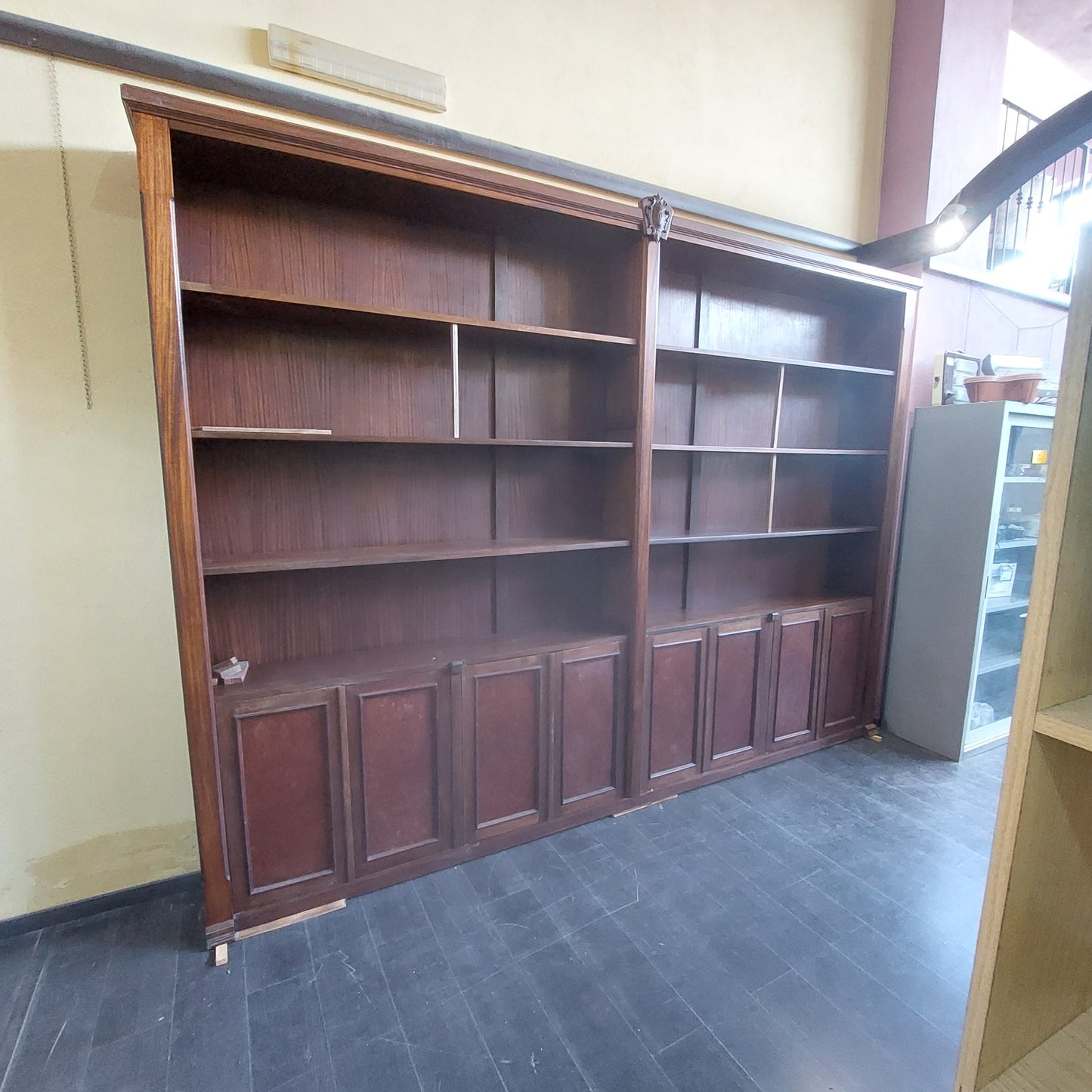 Libreria Legno Massello Mogano 8/s 8/r Cm347x35x262
