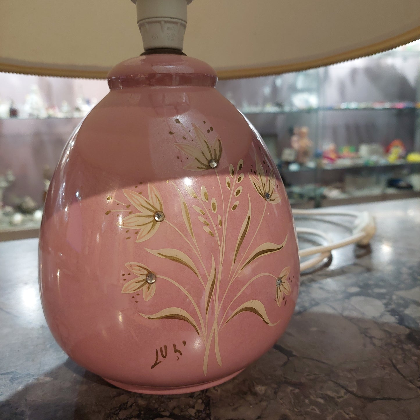 Lampada Ceramica Rosa H40