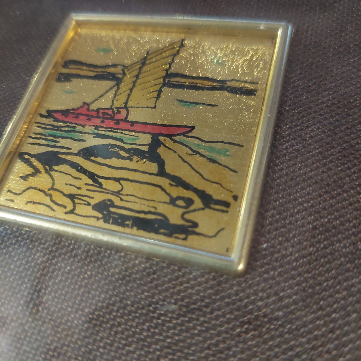 Quadretto Foglia Oro Cm17x17
