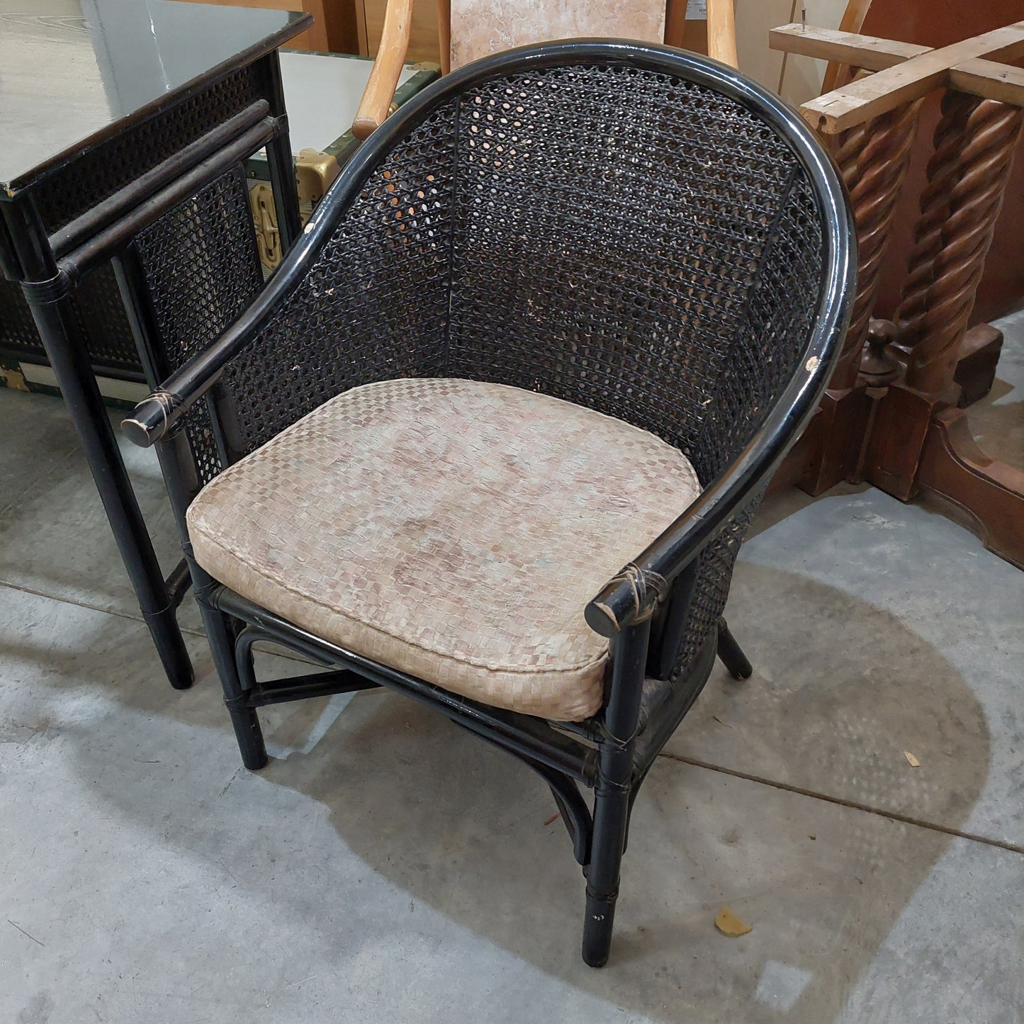 Scrivania 3/c Con Poltroncina Bambù Nera Cm124x62x72