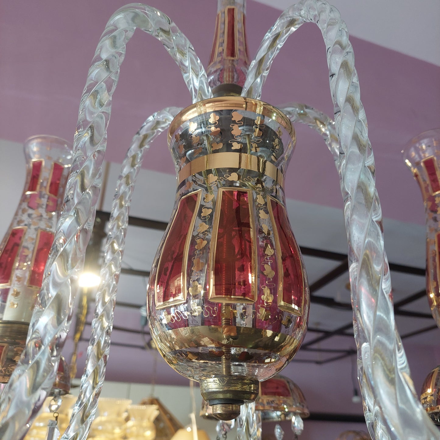 Lampadario Cristallo Di Bohemia 5/luci Anni '50