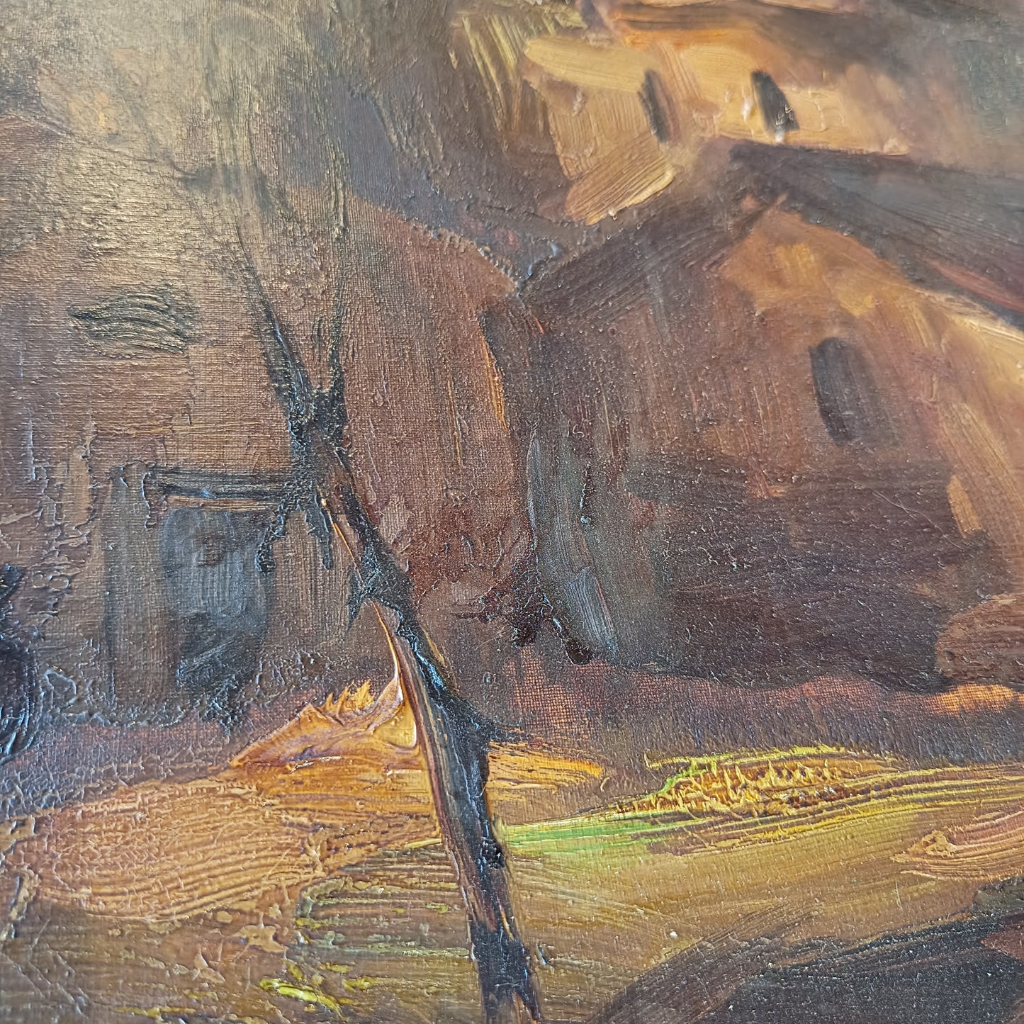 Q/olio Su Tela Casolari Al Tramonto Cm83x63