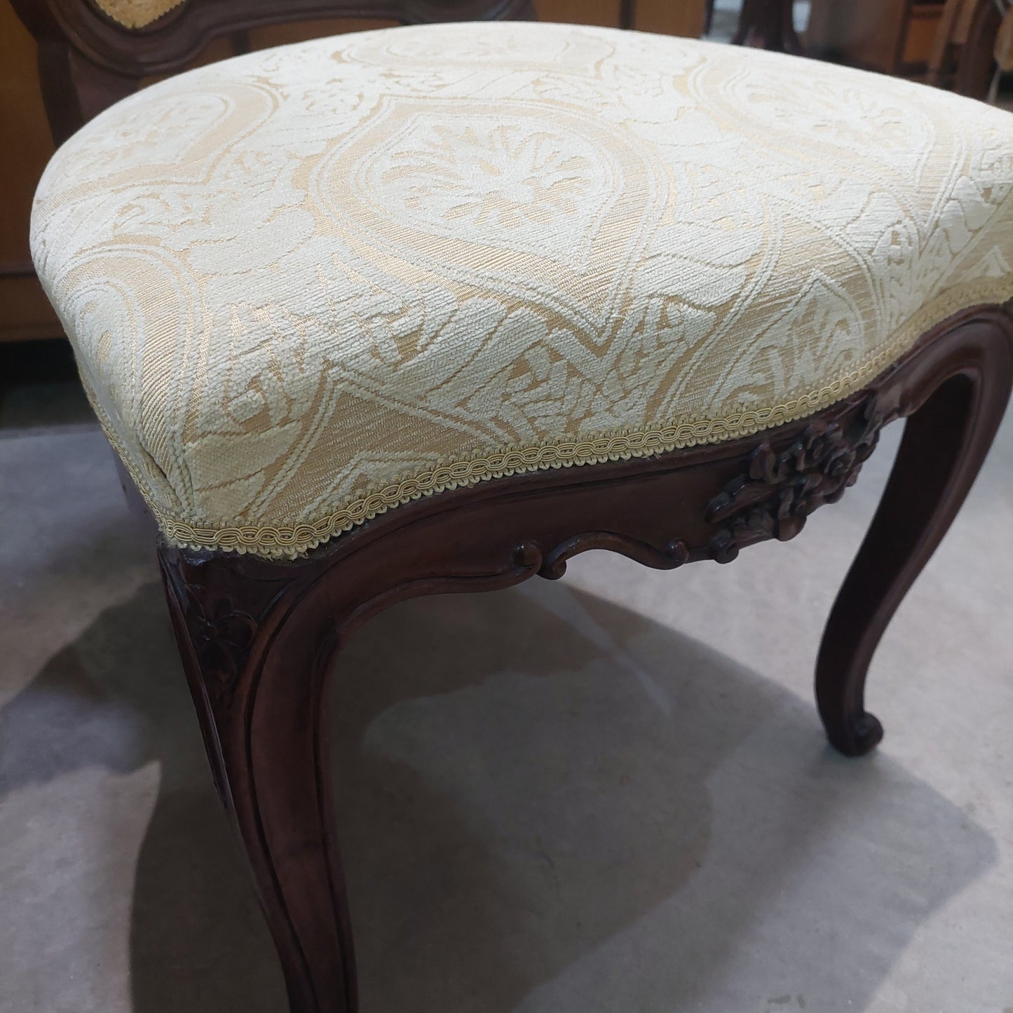 Set/6 Sedie * Antiche Legno Imbottite Avorio