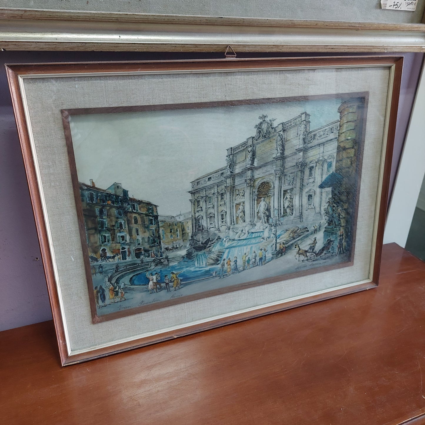 Quadro * Stampa Artistica Fontana Di Trevi Di Mario Carraro Cm54x39