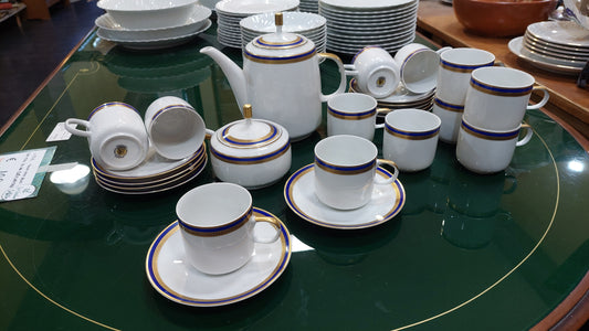 63922 Serv/the Porcellana Bohemia Blu/oro 11 Tazze