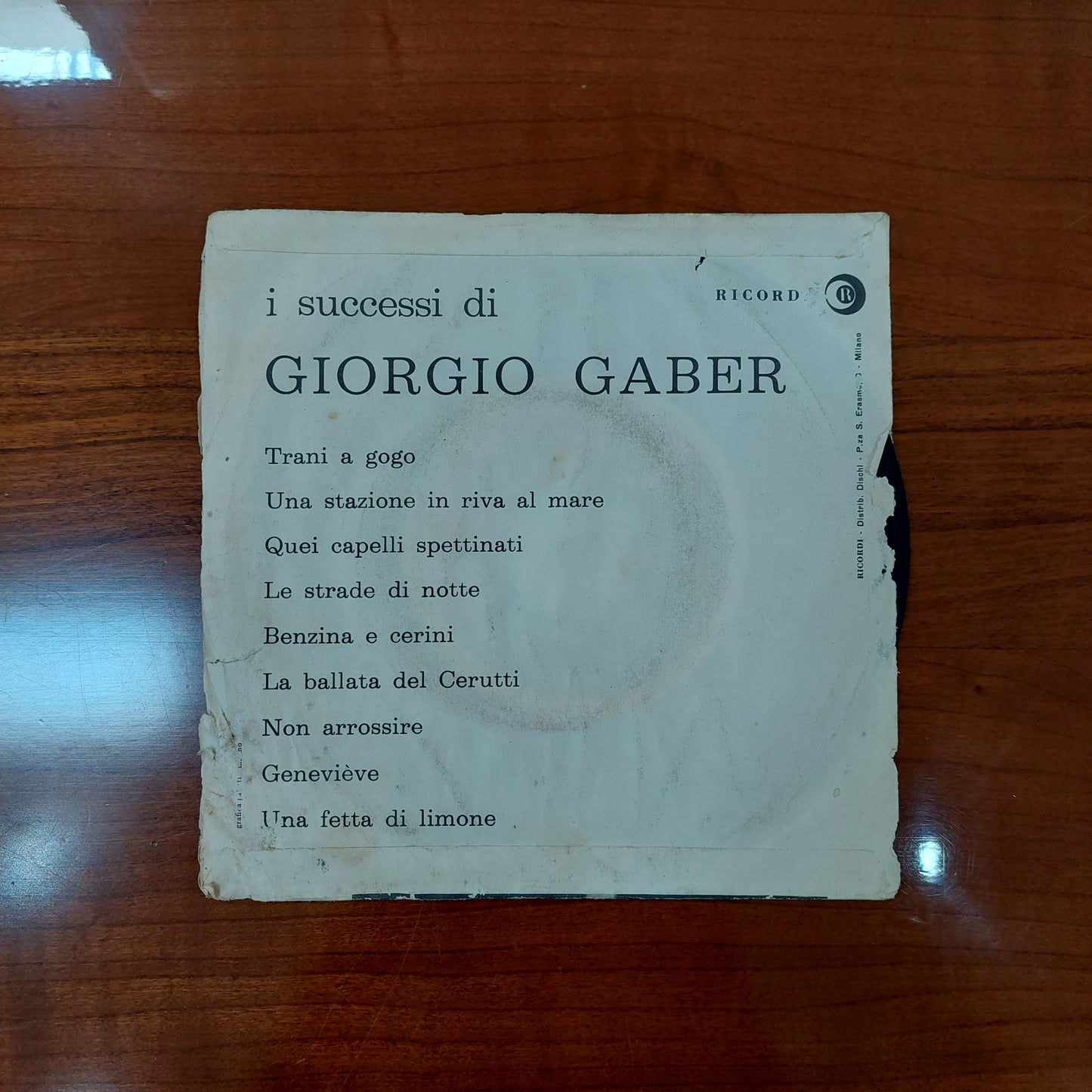 V/non Arrossire - Giorgio Gaber  (45 Giri)
