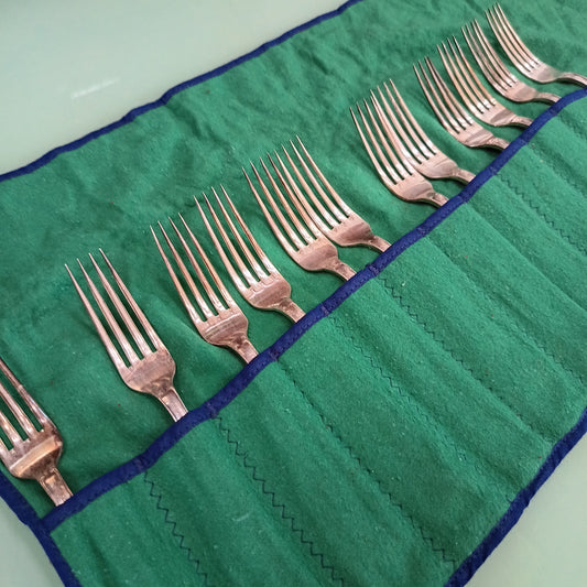 Set/12 Forchette Vintage Alpacca Argentata Rebbi Lunghi