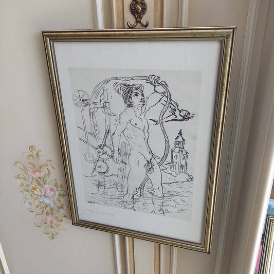 Quadro Litografia Corrado Cagli "allegoria Del Pesce Che Vola"