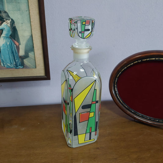 Bottiglia Con Tappo Vetro Colorato Vintage