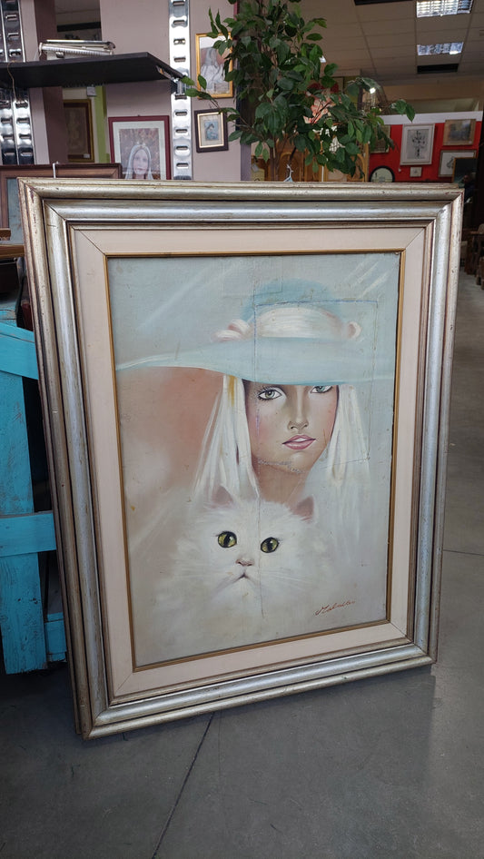 Quadro* Donna Con Gatto Di Clara Malavasi Cm70x90