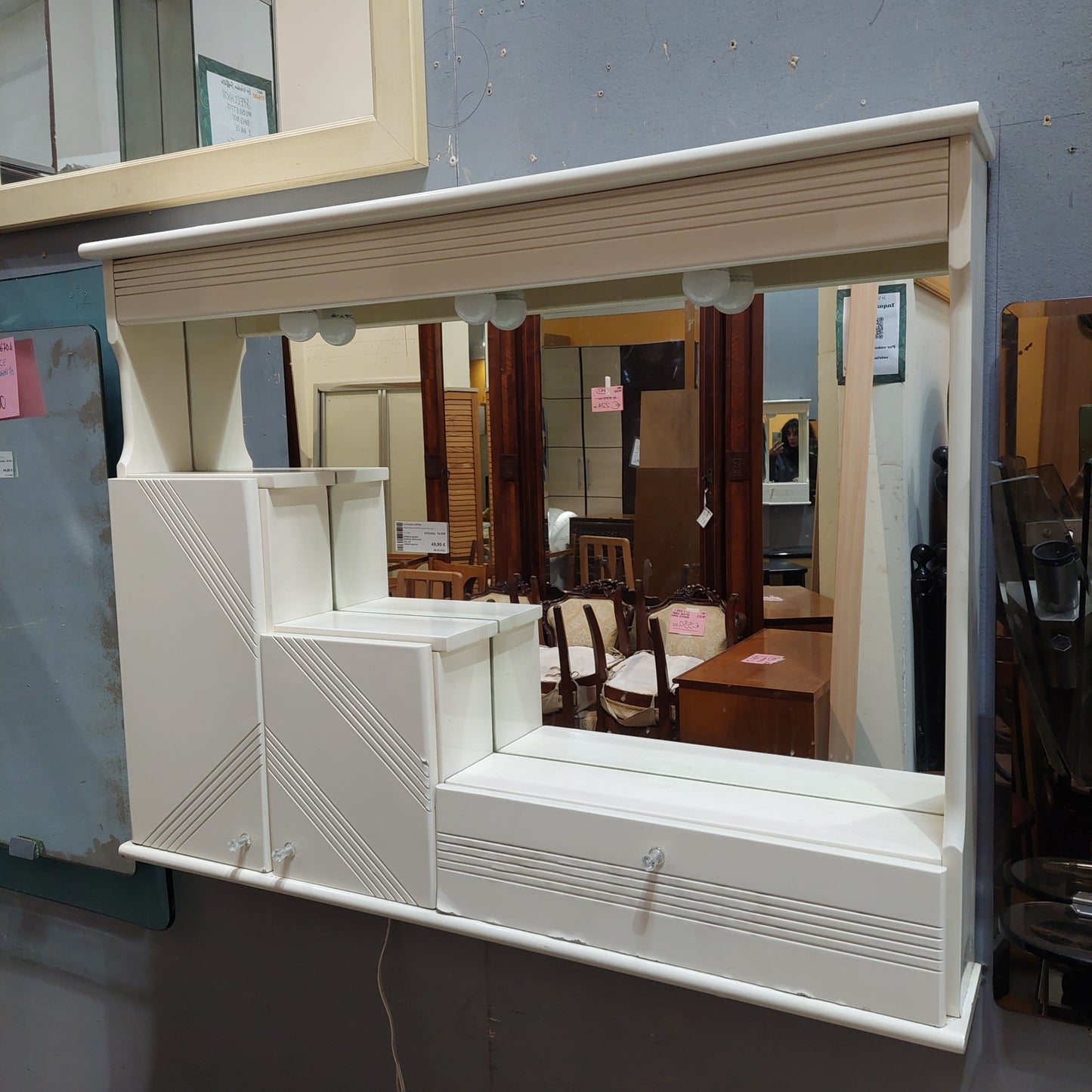 Mobile Bagno Bianco Specchio 2/a 1/c Cm99x14x75h