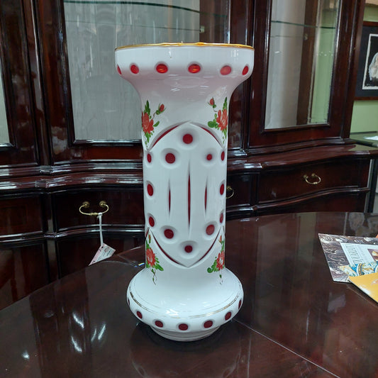 Vaso Cristallo Di Boemia Dipinto Primi 900