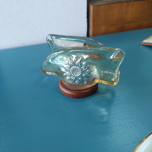 Portatovaglioli Vetro Di Murano Fiore Argento