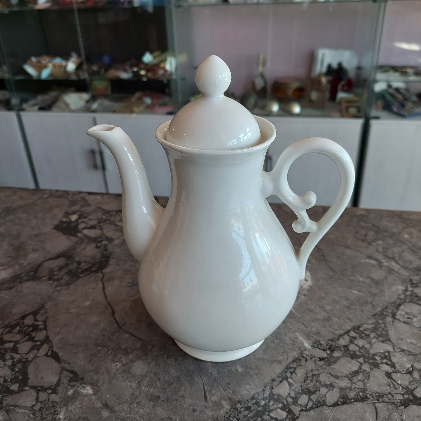 Caffettiera Porcellana Bianca Antica Fine 800