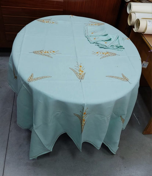 Tovaglia Lino* Verde Ricam +6 Tov Cm240x175