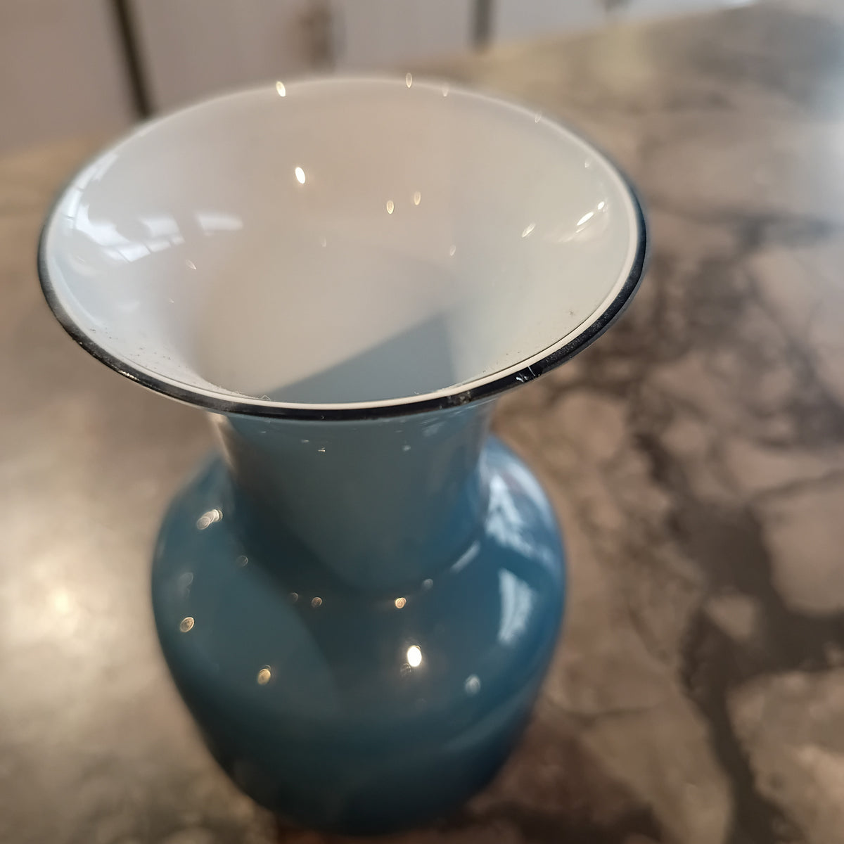 Vasetto* Vetro Murano Incamiciato Azzurro