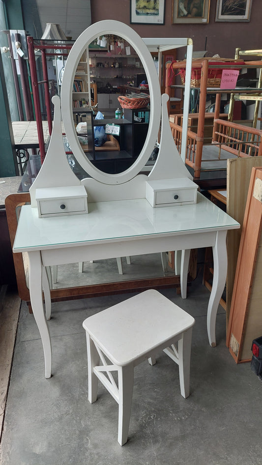 Toletta Con Specchio E Sgabello Cm100x50x158h