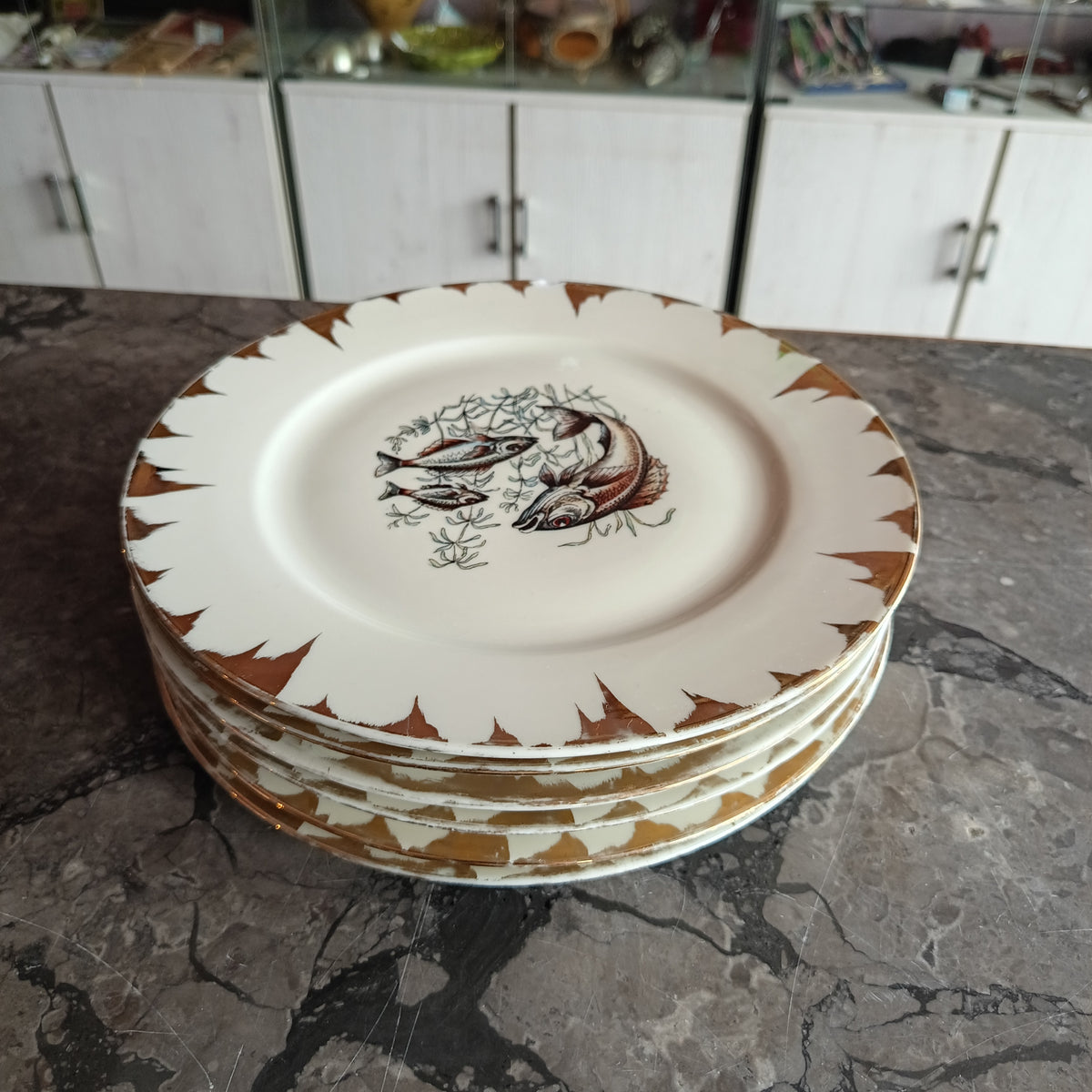 Set/6 Piatti Pesce Porcellana Bavaria Vintage