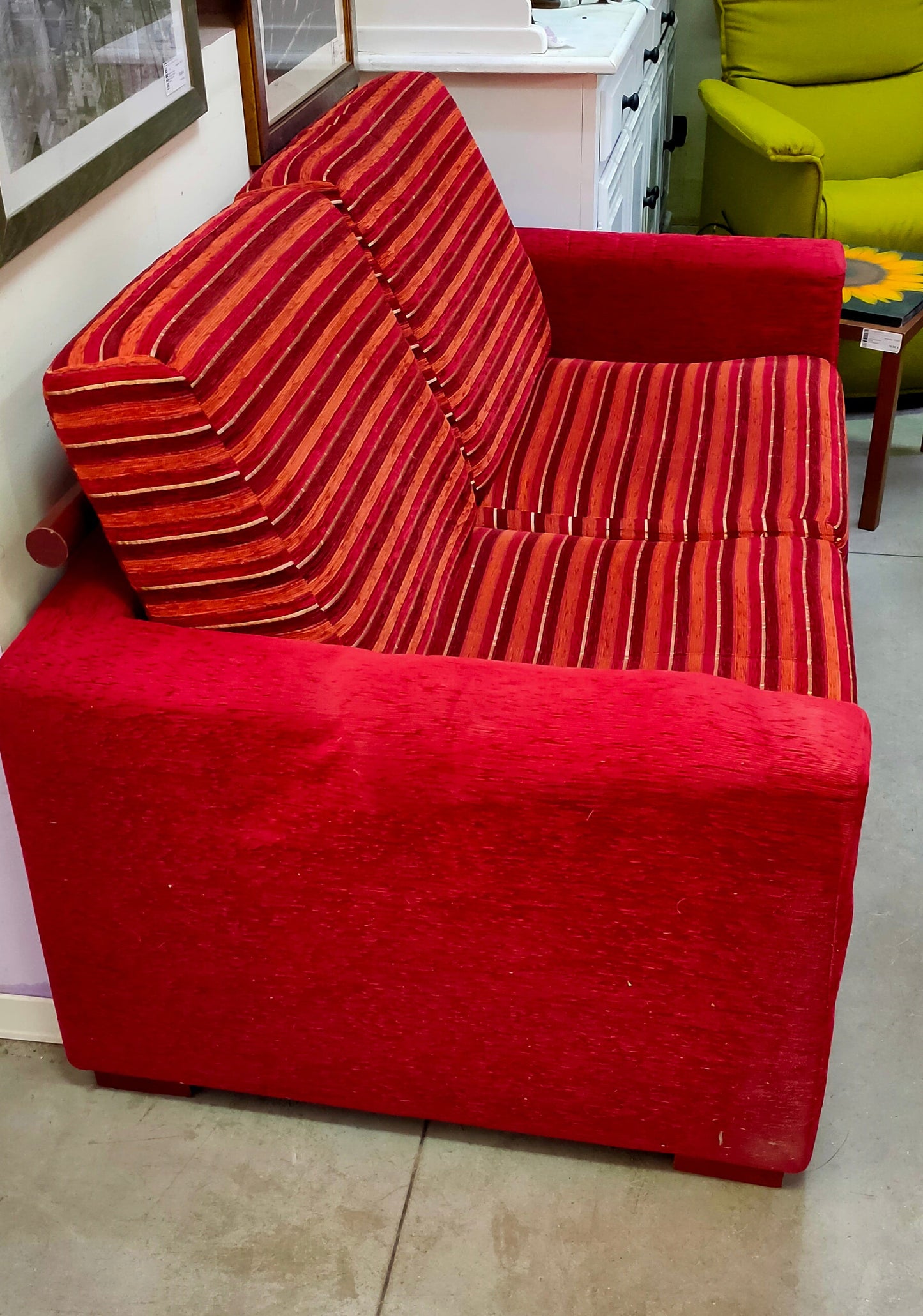Divano 2 Posti Bordeaux E Righe Cm160x85x90h
