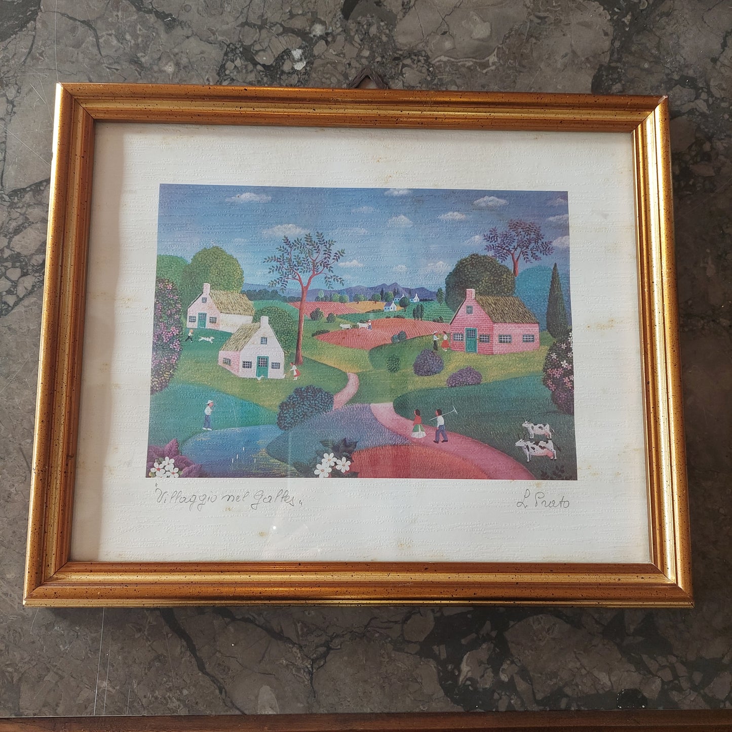 Quadro Villaggio Nel Galles Di L. Prato Cm33x27