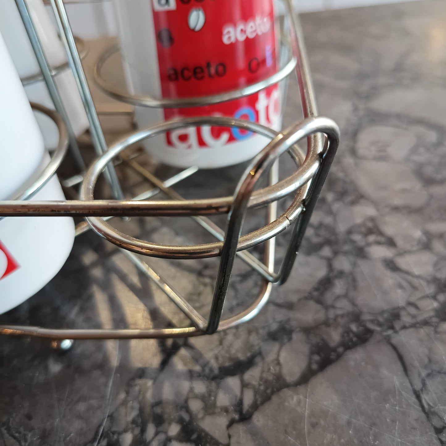 Set/4 Pezzi Olio Aceto Sale E Pepe Ceramica / Metallo