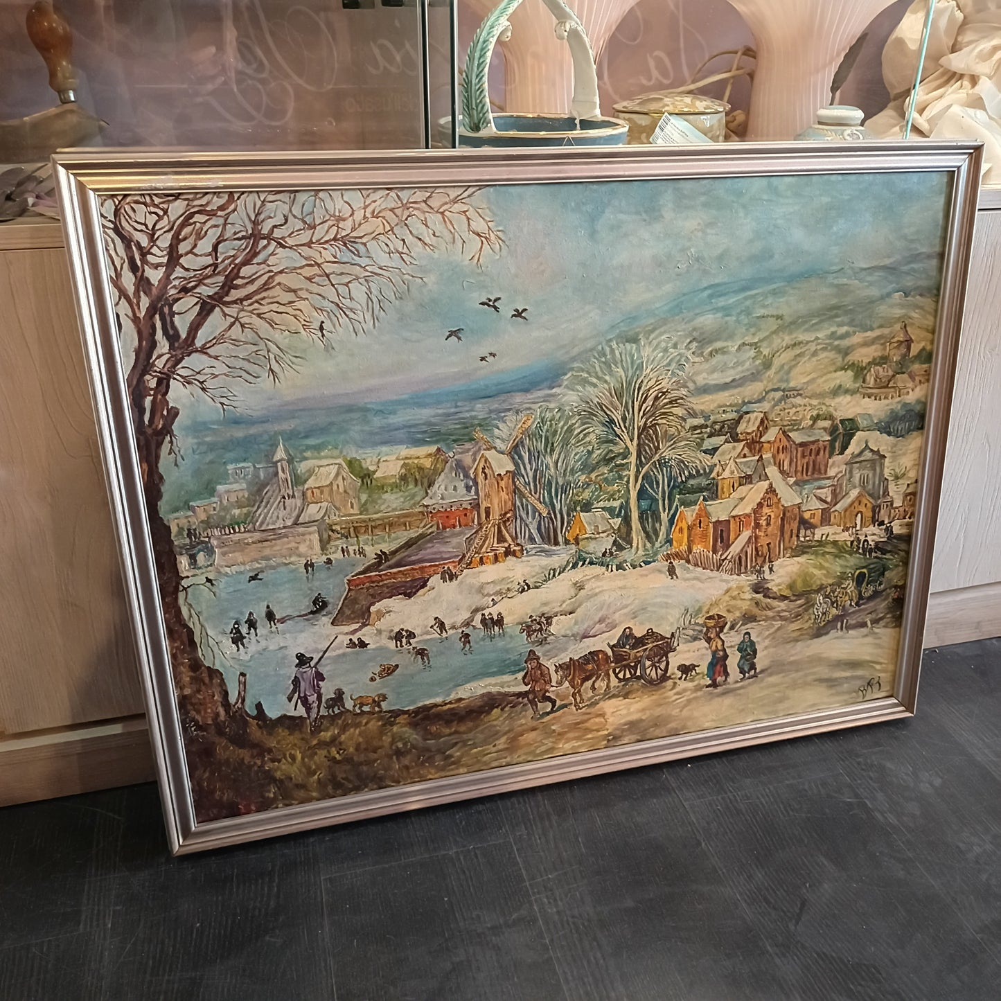 Q/olio Su Tela Paesaggio Invernale Naif Di Bpt Cm85x65
