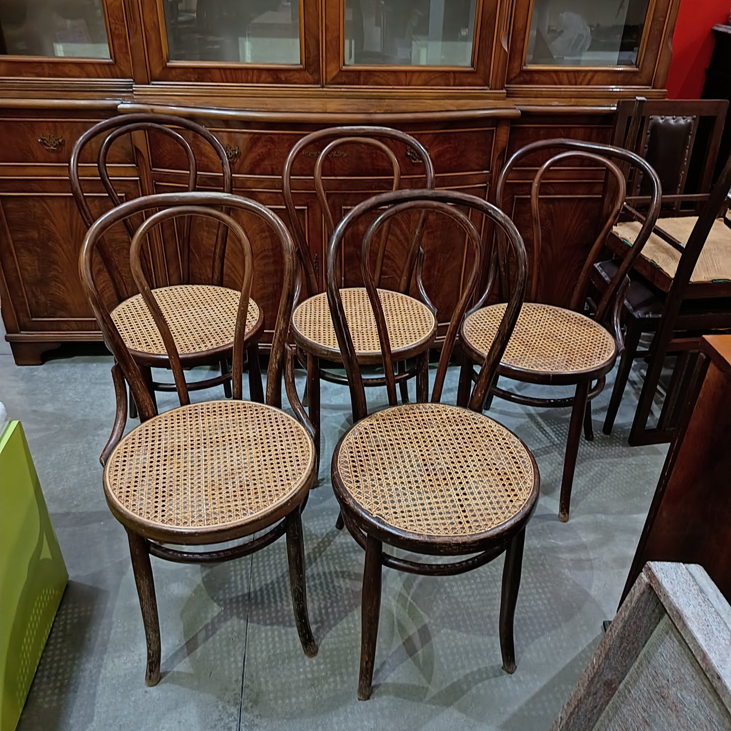 Set/5 Sedie Thonet Seduta Paglia Di Vienna