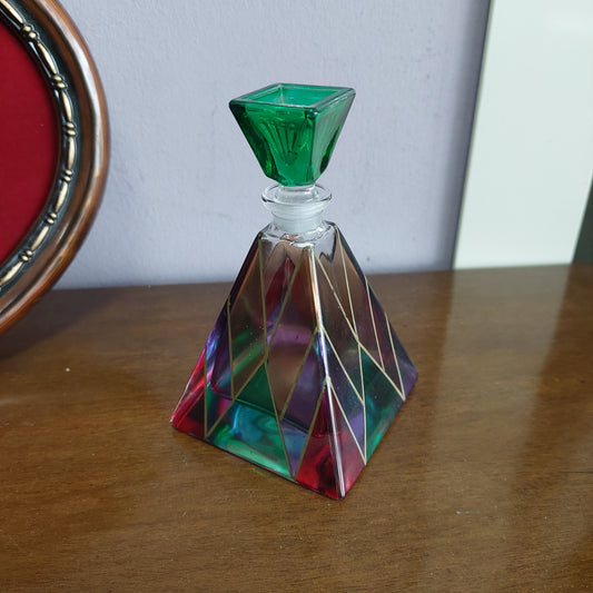Bottiglietta Piramide Vetro Colorato Vintage