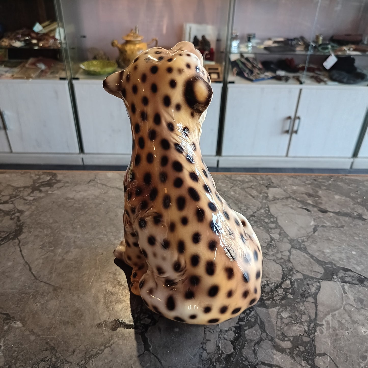 Statua Leopardo Porcellana Bassano Anni 50