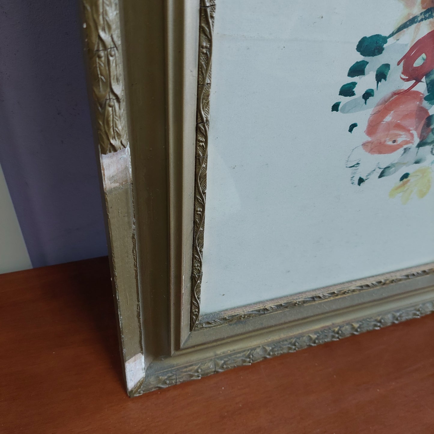 Quadro * Acquarello Fiori Firmato Madoi 60 Cm65,5x50