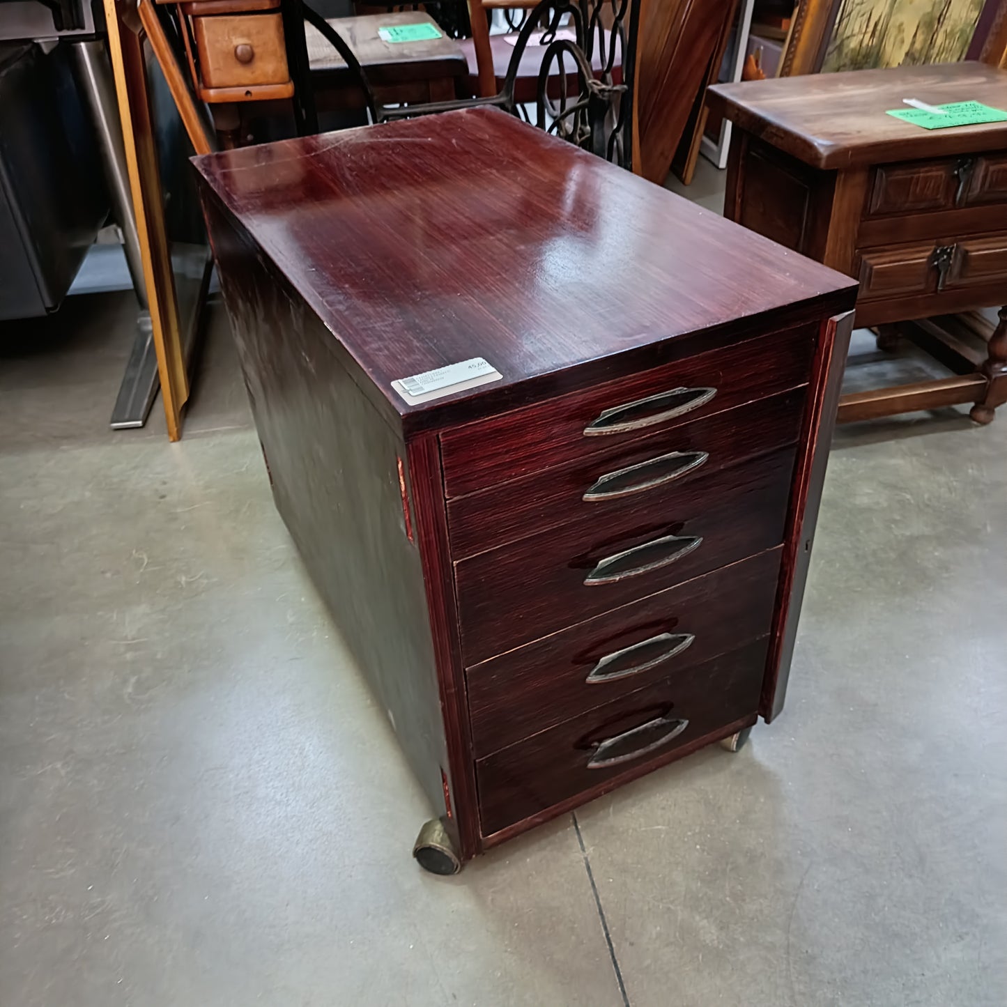 Cassettiera * Legno 5 Cassetti Anni 70 Cm40x69x59h