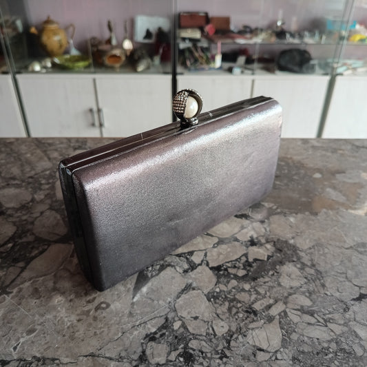 Pochette Grigia Chiusura Clic-clac Perla