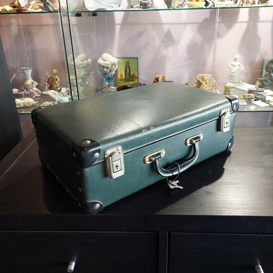 Valigetta Di Cartone Verde Con Borchie Anni 60 Cm40x13x24