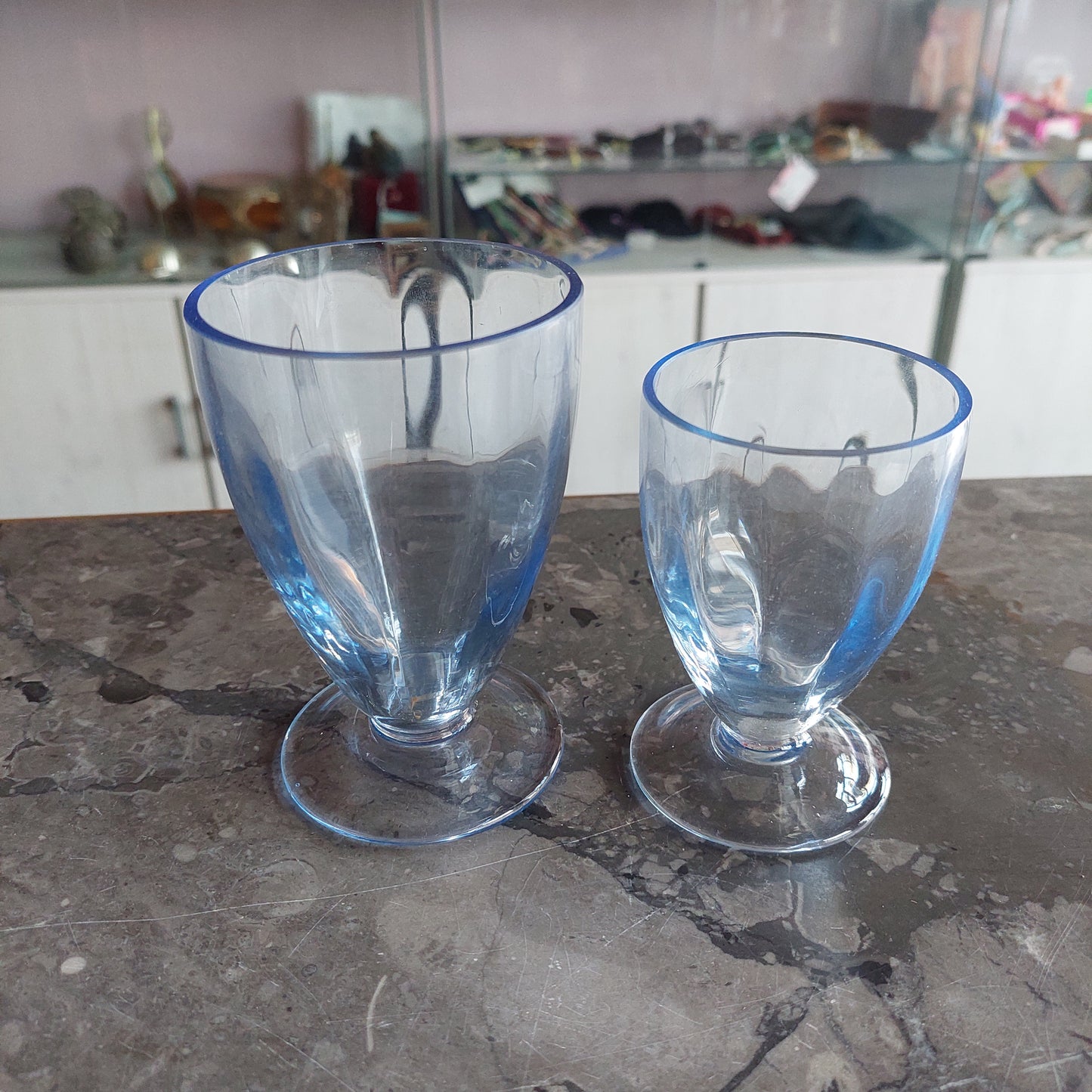 Set/16 Calici Vetro Azzurro Vintage