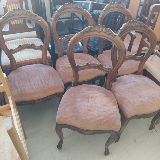 Set/5 Sedie * Legno Imb. Velluto