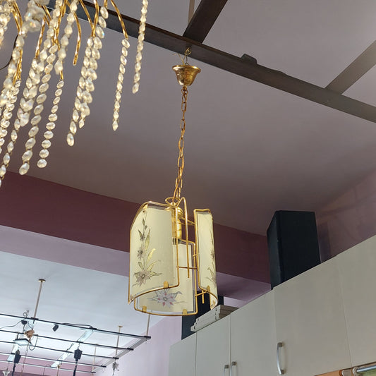 Lampadario Ottone/vetro 1/l Fiori D.21