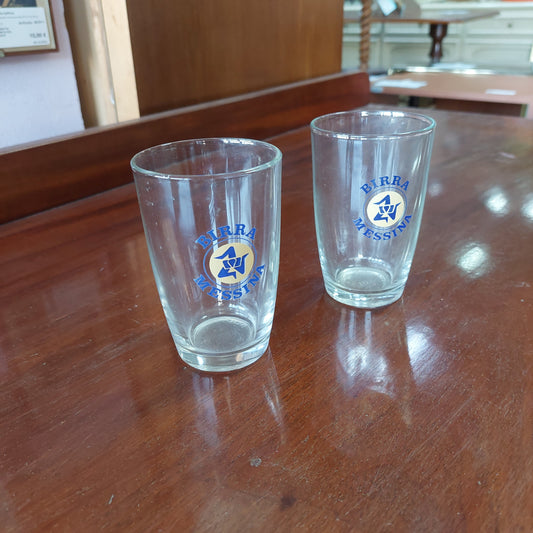 Bicchiere Vetro Birra Messina Vintage