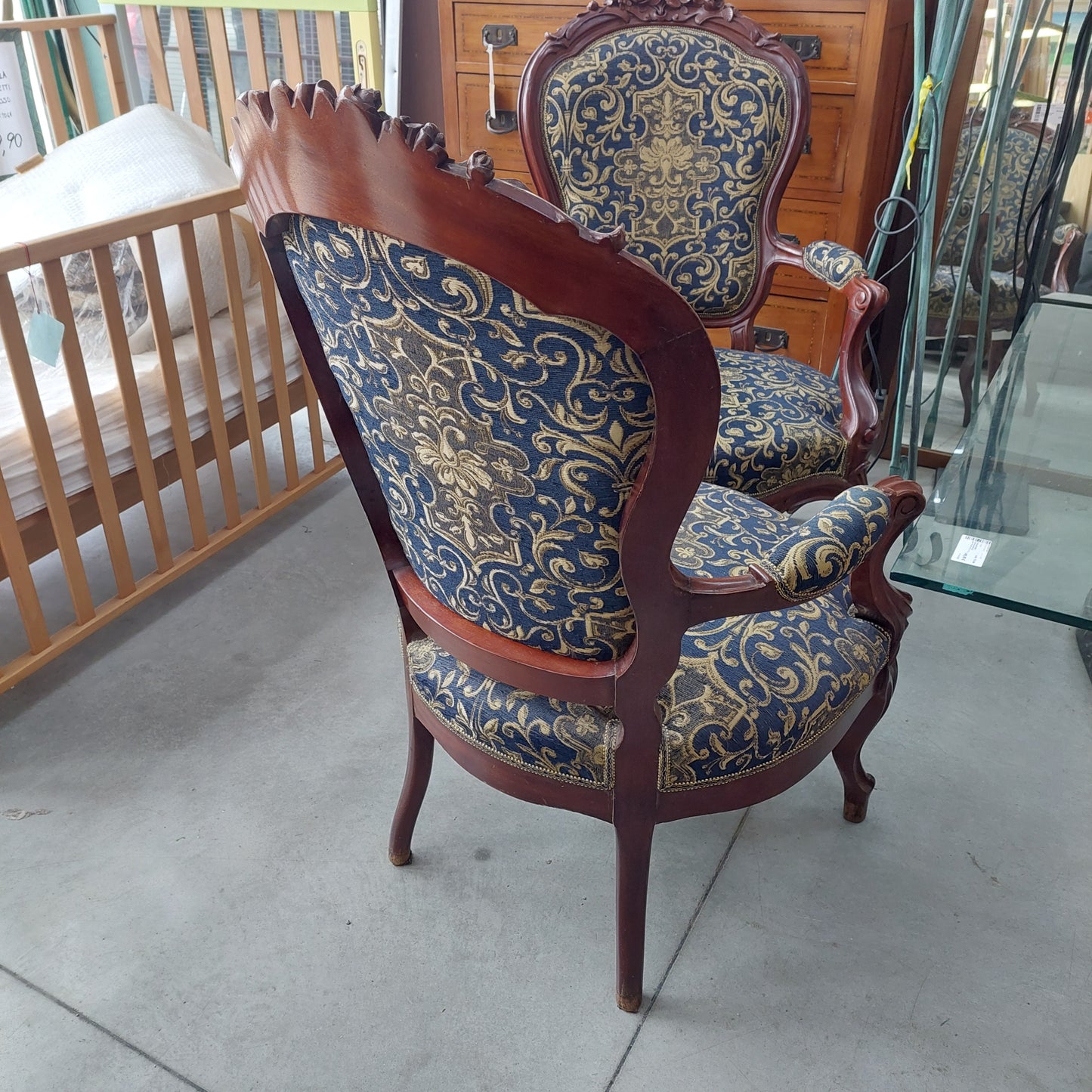 Coppia Poltrone Legno Imb. St. Luigi Filippo