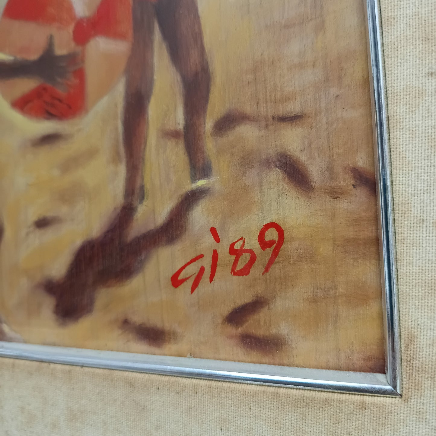 Q/coppia Bambini In Spiaggia Di Gi 89 Cm42x48